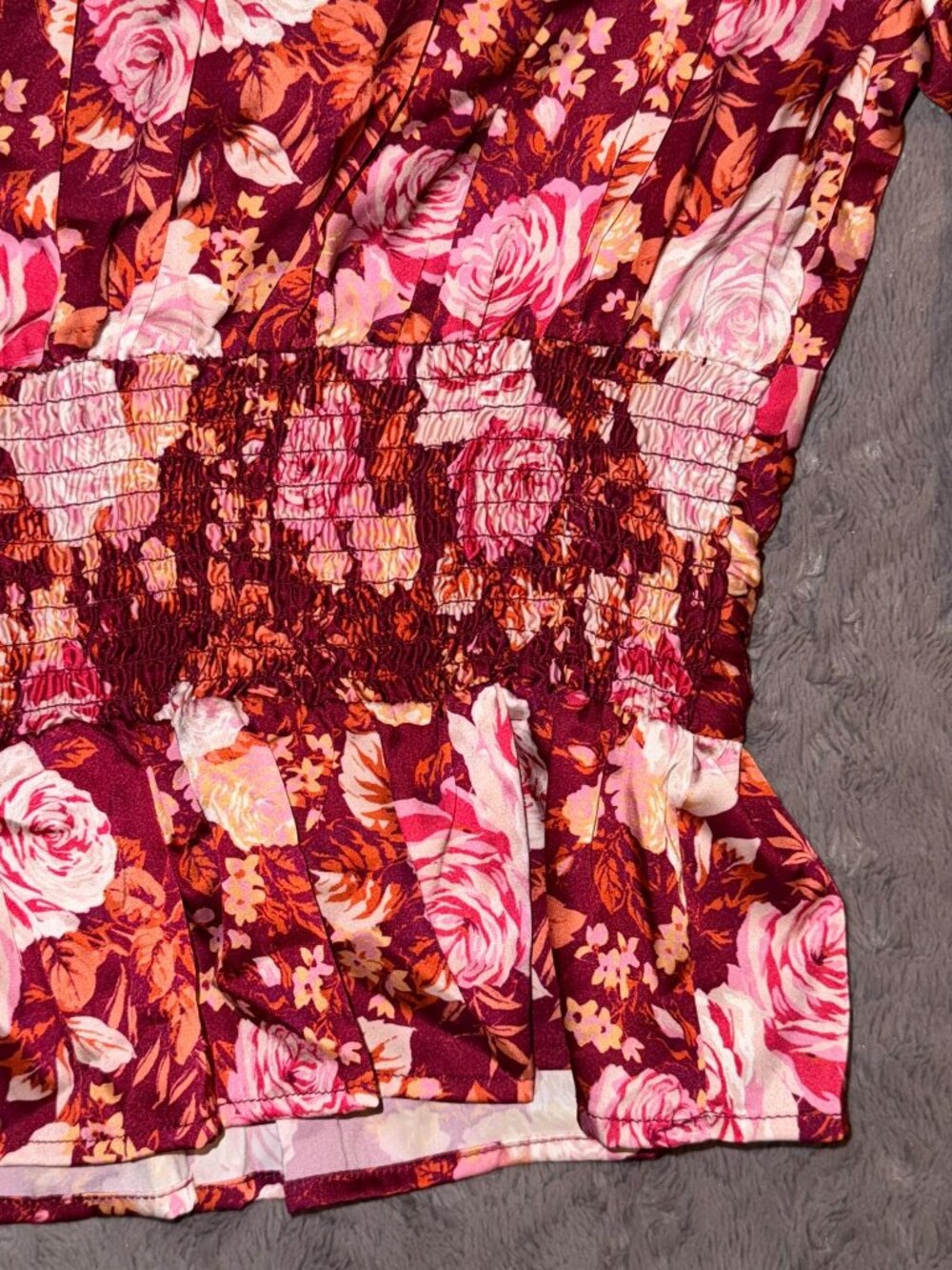WAYF Womens Floral V-Neck Long Sleeve Blouse Large - Picture 7 of 10